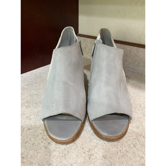 Sorel Nadia II Womens Peep Toe Suede Booties Sz 8 Gray Wedge Heel Slip-On With Z - Picture 3 of 8